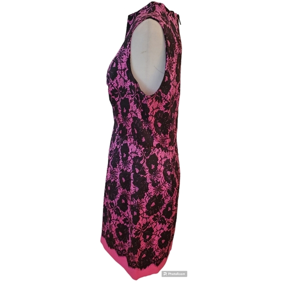 New MILLY NY GIANNA SILK LACE PRINT ILLUSION SLEEVELESS DRESS Size 12 - Picture 3 of 9